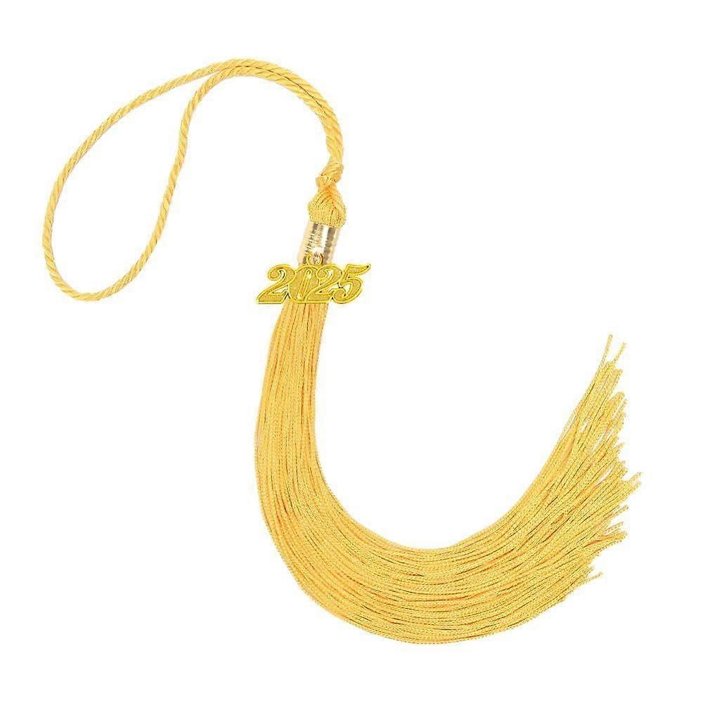 Gold 2025 Graduation Cap Tassel with Prominent Year Charm and Classic FadeResistant Colors