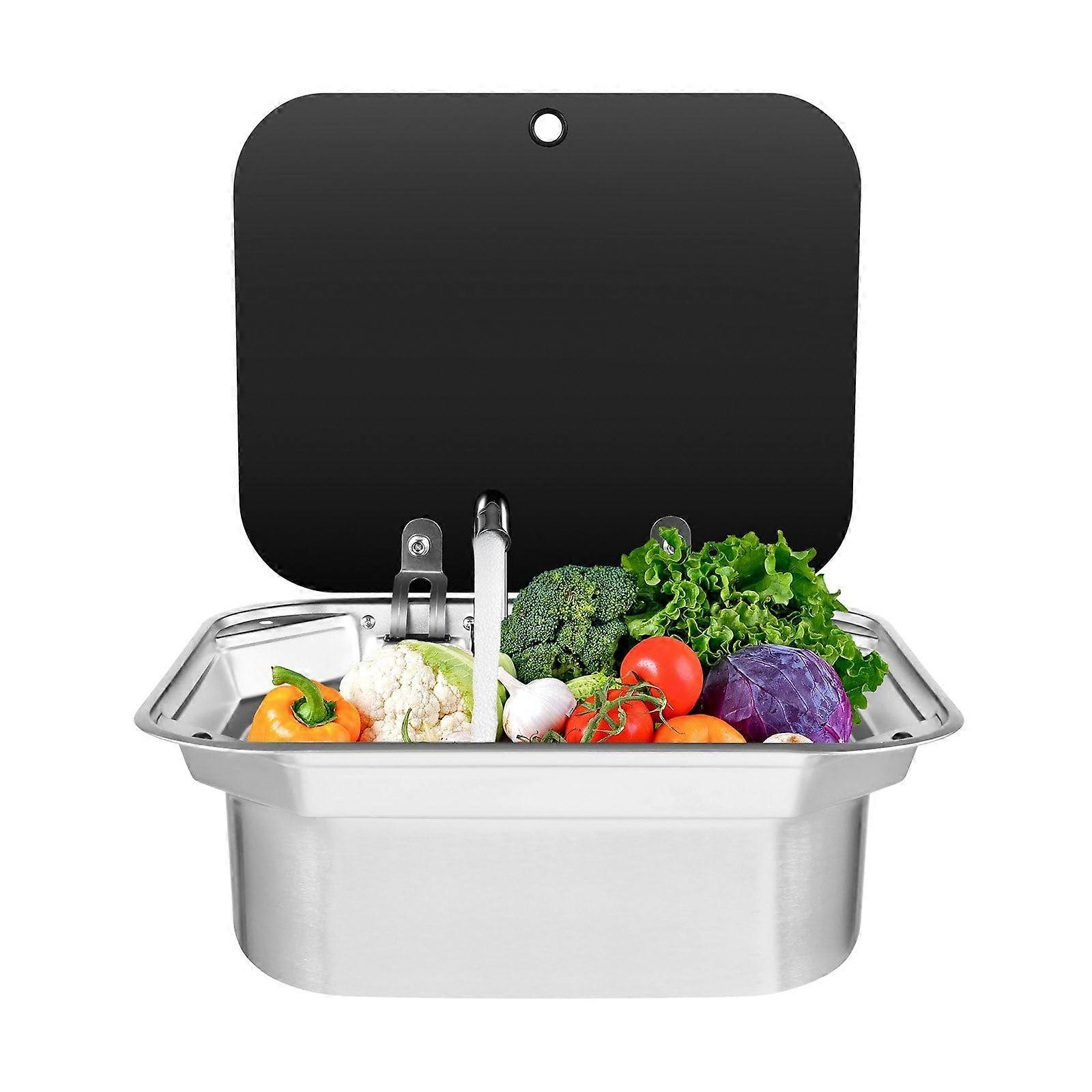 Stainless Steel RV Sink with Folding Faucet, Undermount Compact Basin for Small Spaces 15.35x12.6in