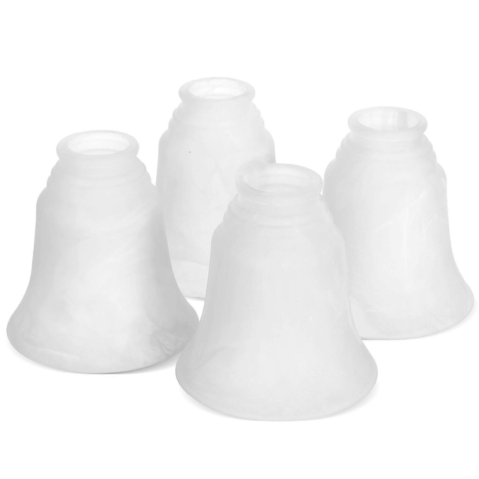 Ceiling Fan Light Shades Frosted Glass Bell Shape 4pcs Replacement Covers for Wide Fixture Compatibility Ref:8650