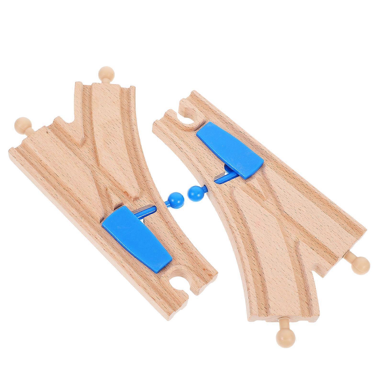 Wooden Train Track Intersections Switch Track Accessories for 2Pcs Multi-Color Toy Set