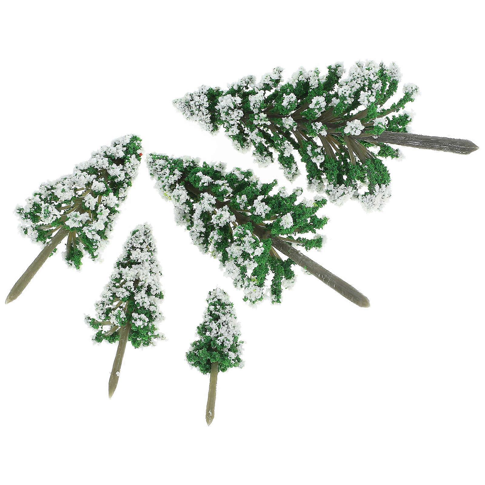 Plastic Tree Model for Decoration 5Pcs Miniature Road Trees Green ABS Set