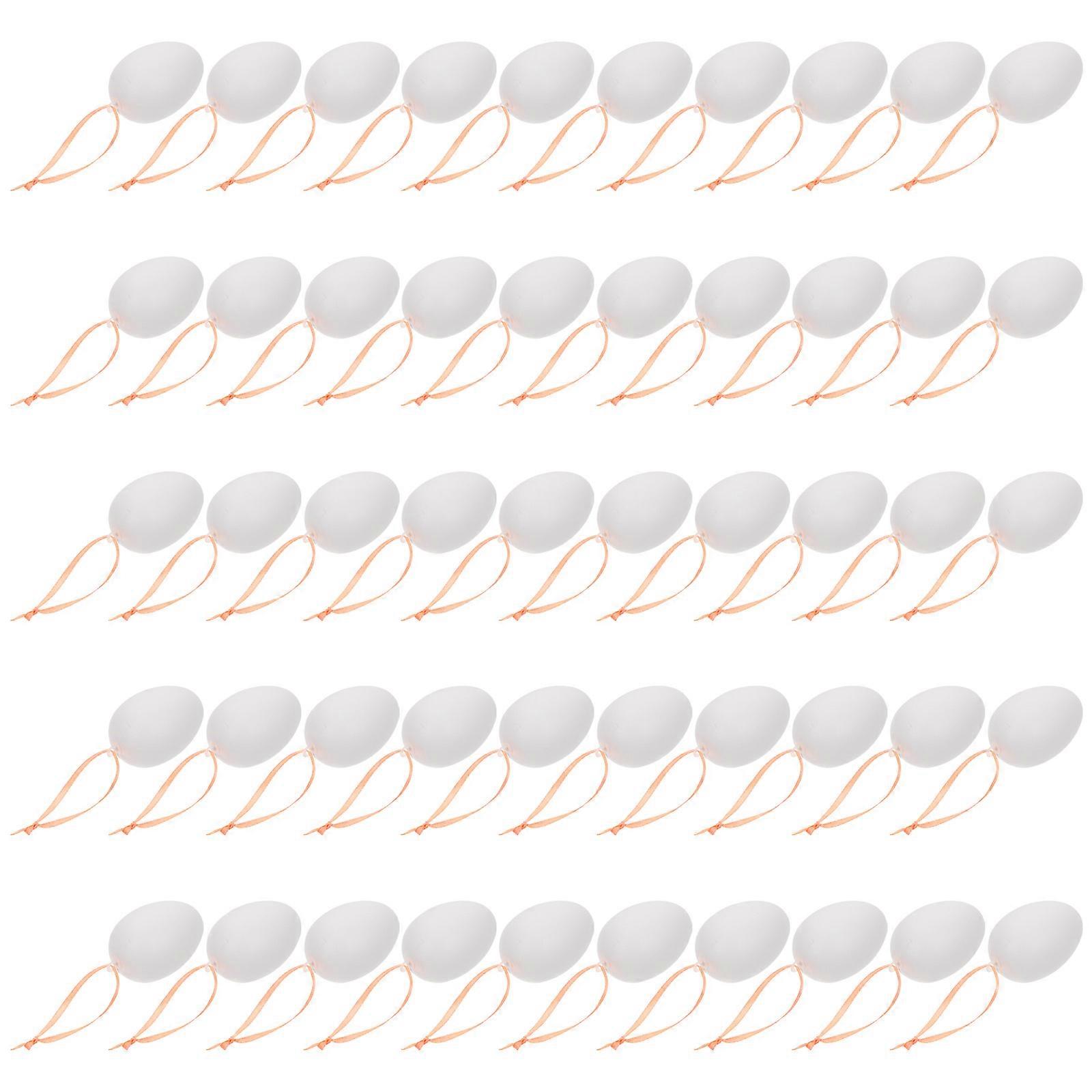 Easter Party Egg Decor Plastic Pendant for Hanging 50Pcs White Eggs