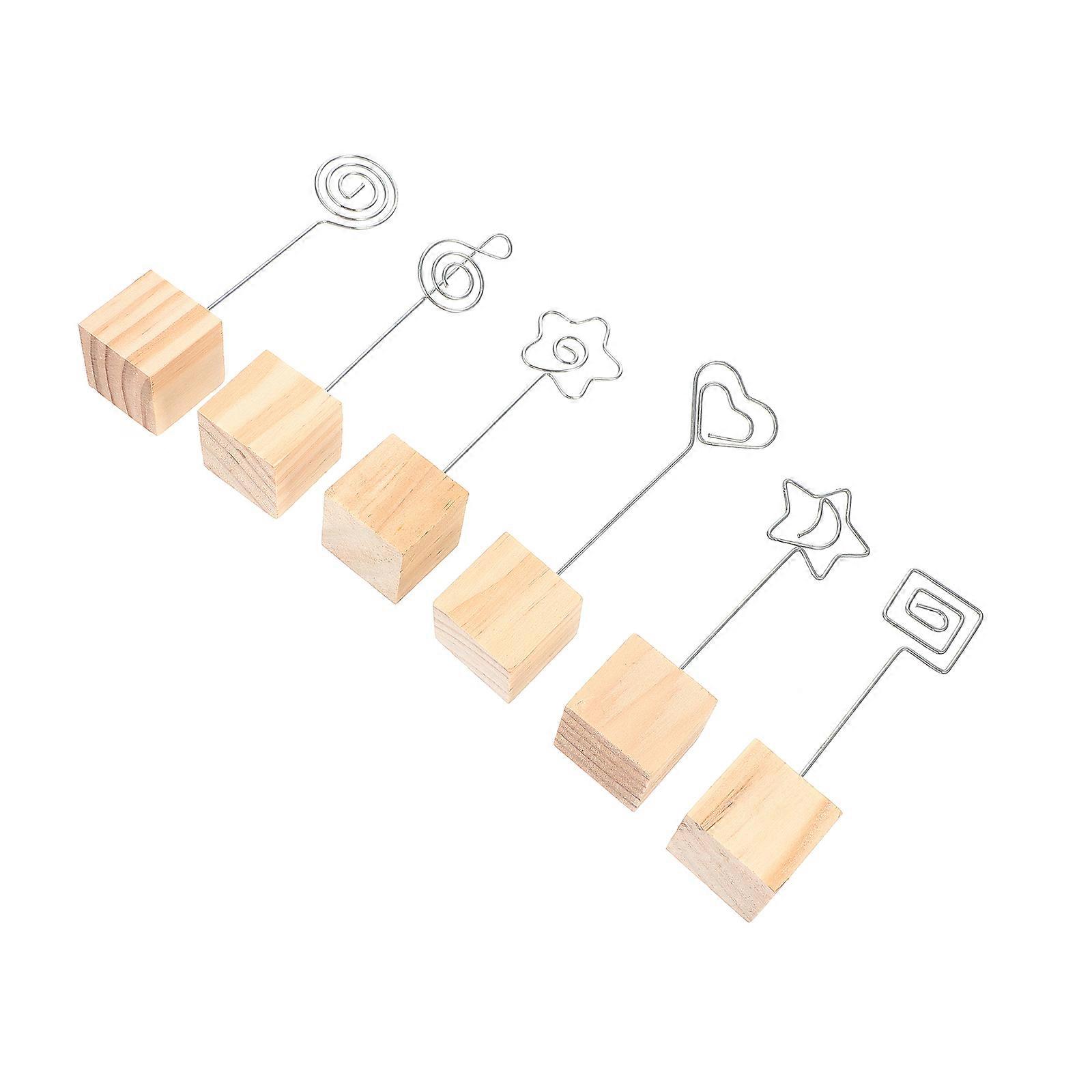 Silver Wooden Message Clip for Holding Use with Base 6Pcs Creative Desktop Clips