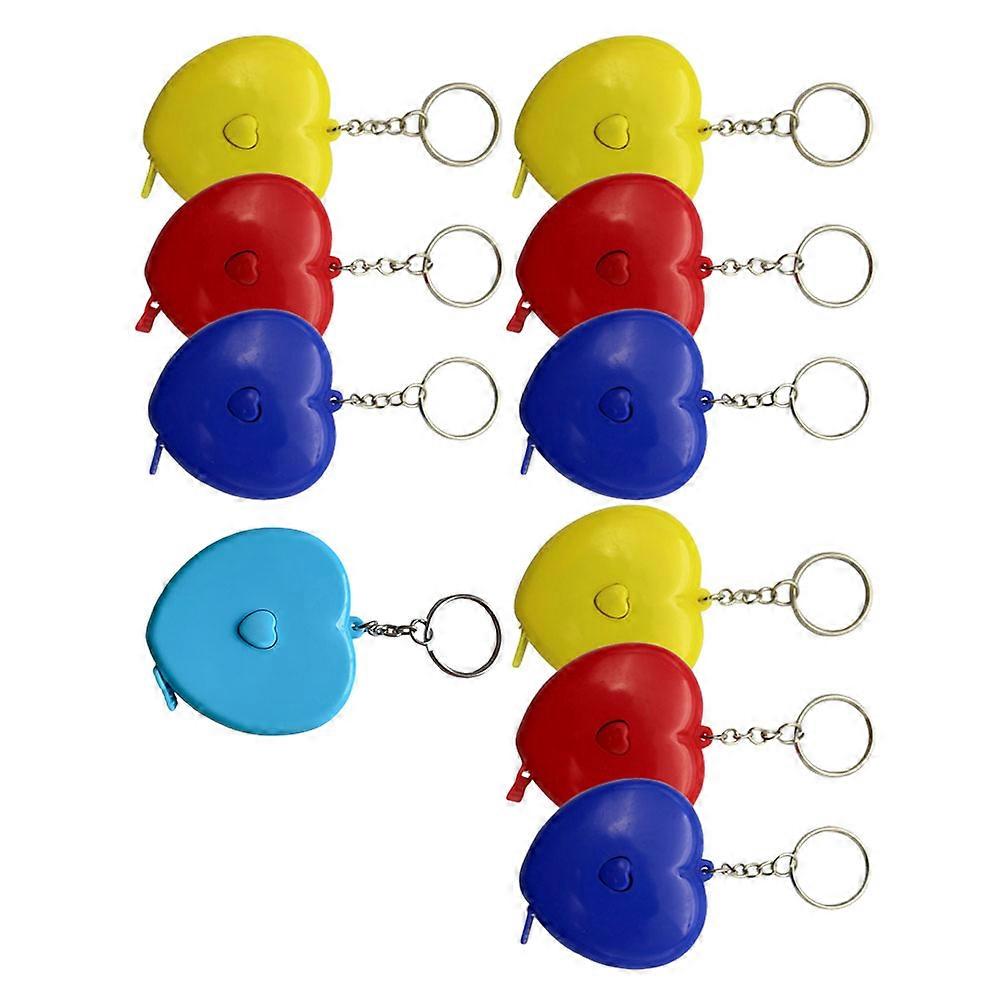 Heart-Shaped Measuring Tape 1.5m For General Users Assorted Color Retractable 10 Pcs