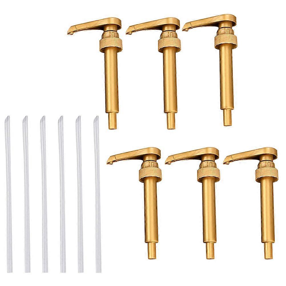 Syrup Pump Coffee Syrup Pump for Bottles 6Pcs Golden Replacement Set