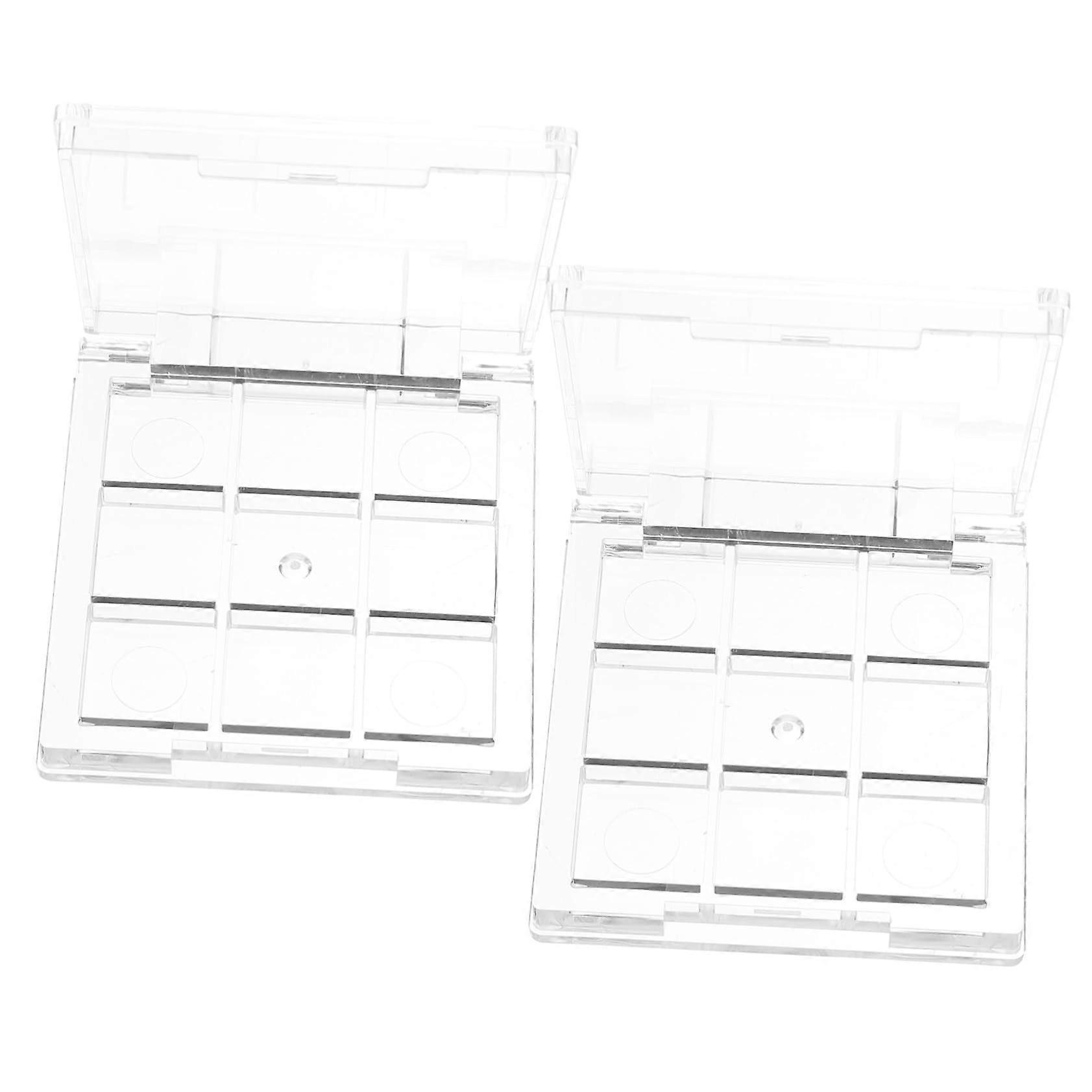 2pcs Empty Eyeshadow Palette Refillable Makeup Travel Organizer Compact Highlighter Storage Box