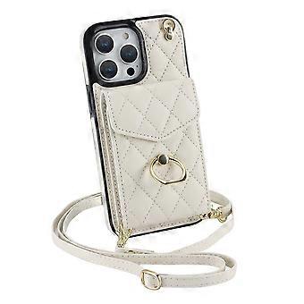 Case For Iphone 13 Pro 6.1 Off-white Ins Card Slot Crossbody Leather No10028