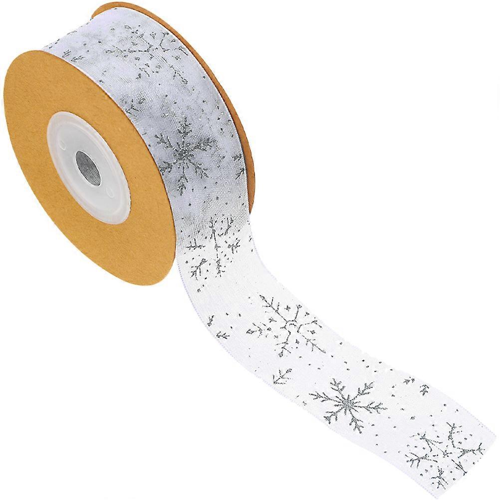 Wrapping Ribbon for Christmas Gift Packaging Bow Making 1roll Silver Polyester