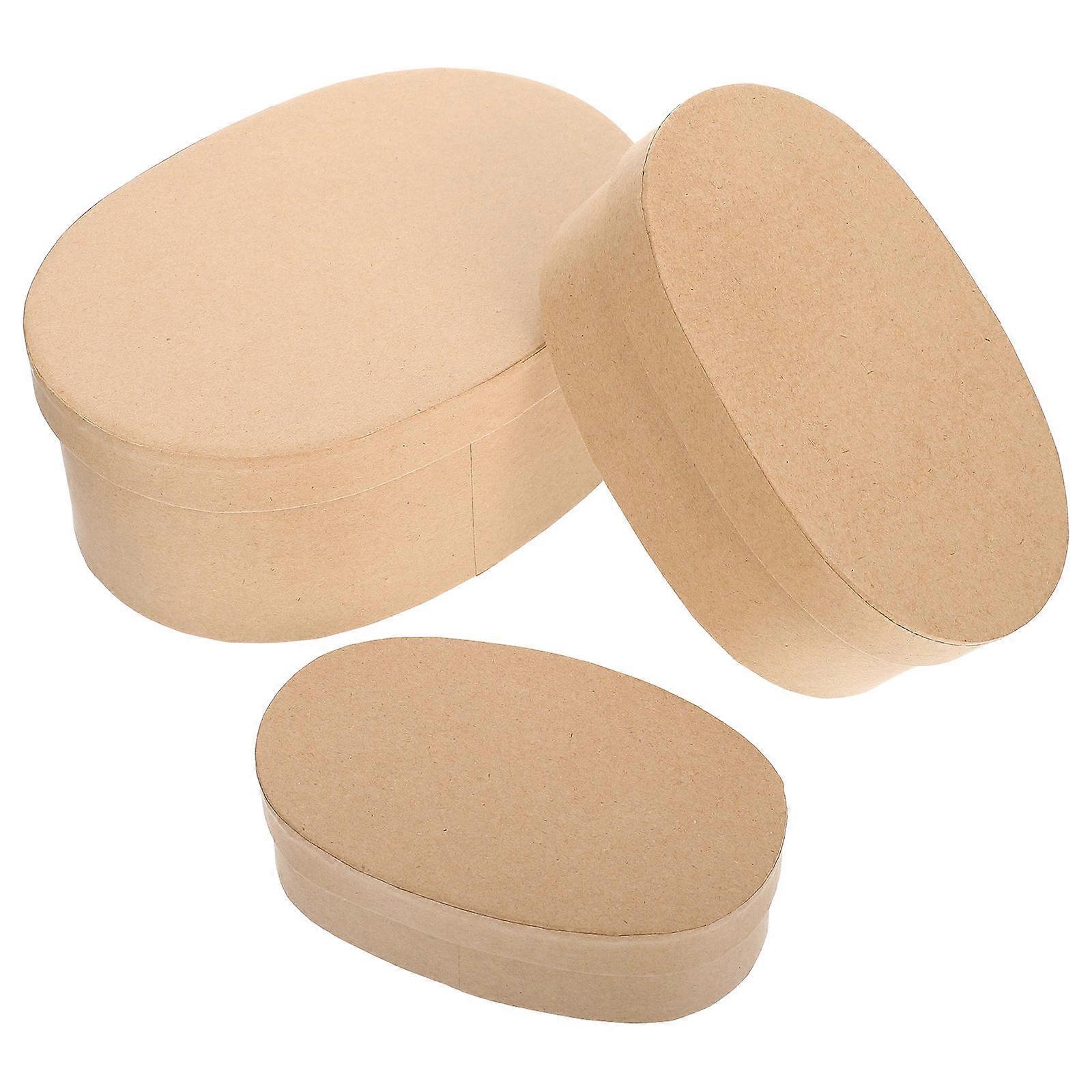 Kraft Paper Boxes Oval Boxes for Storage 3Pcs Souvenir Packaging