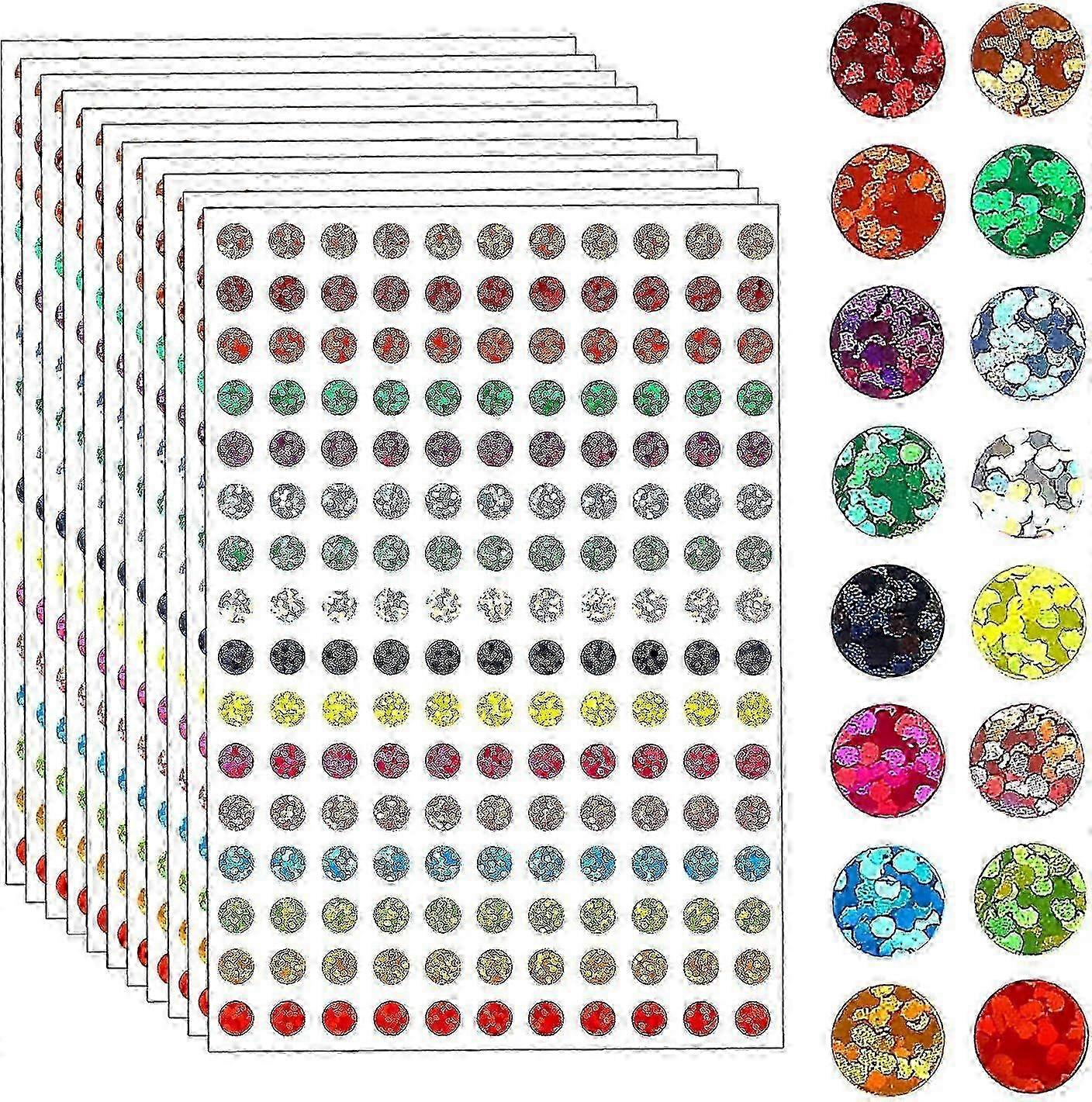 2025 Shiny Circle Dot Stickers - Sparkle Color Coding Labels (20 Sheets)