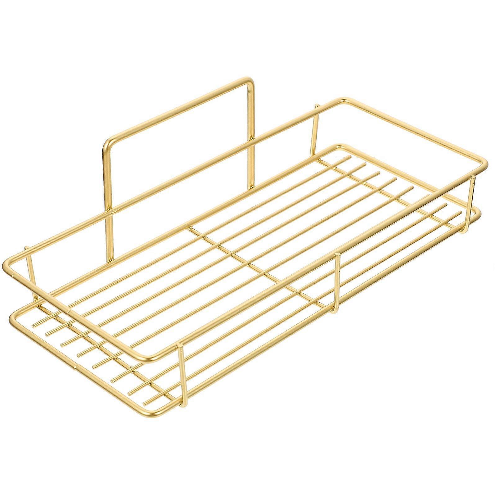 No Drilling Shower Shelf with Suction Cups, Rustproof Gold Bathroom Wall Storage Rack Organizer