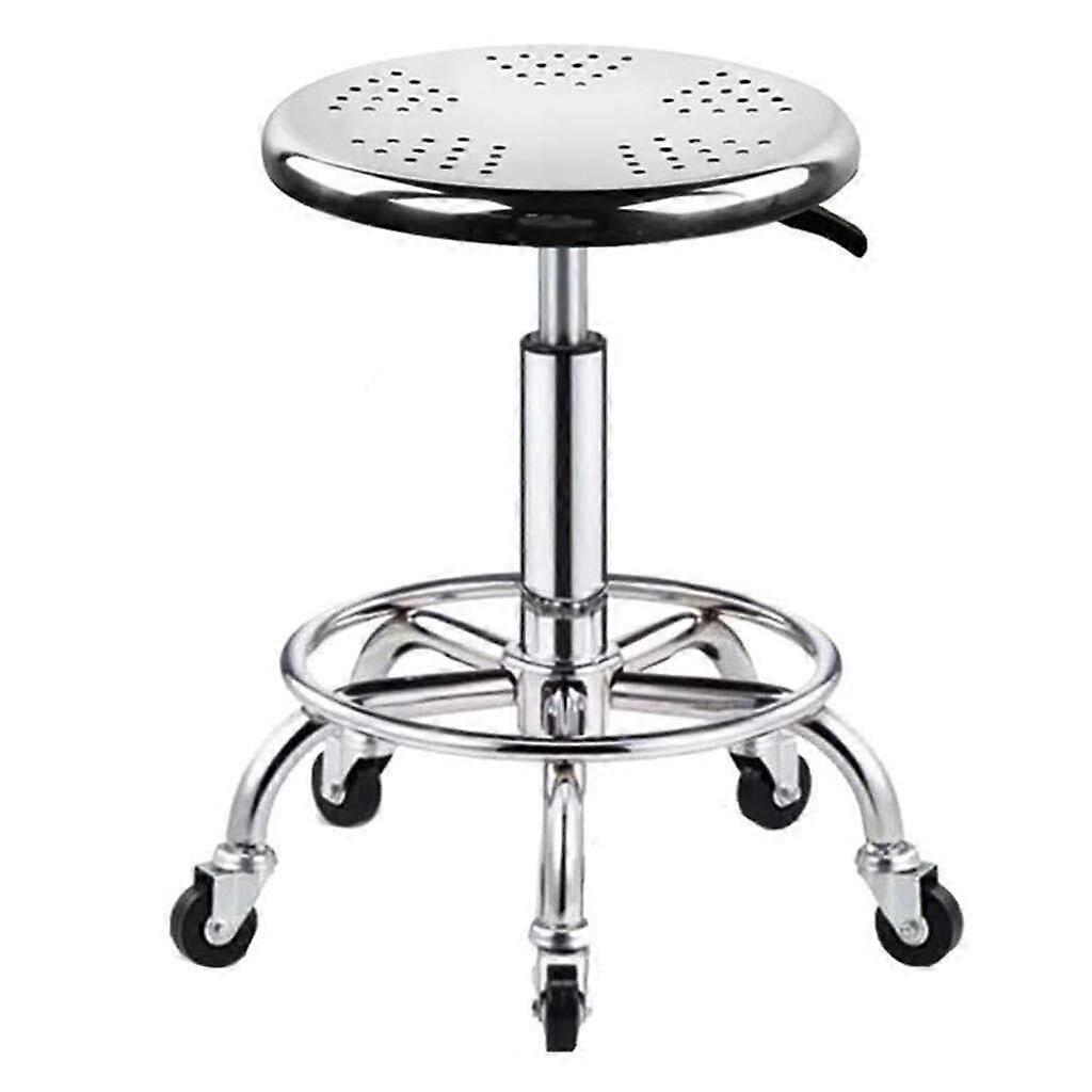 Stainless Steel Rolling Stool Adjustable Height 440 lb Capacity with Casters for Salon and Workshop