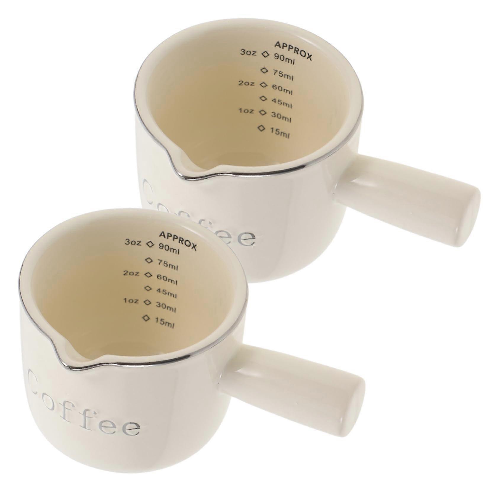 2pcs Small Ceramic Milk Pitcher with Handle, Mini Creamer Jug for Coffee and Tea, Easy Clean
