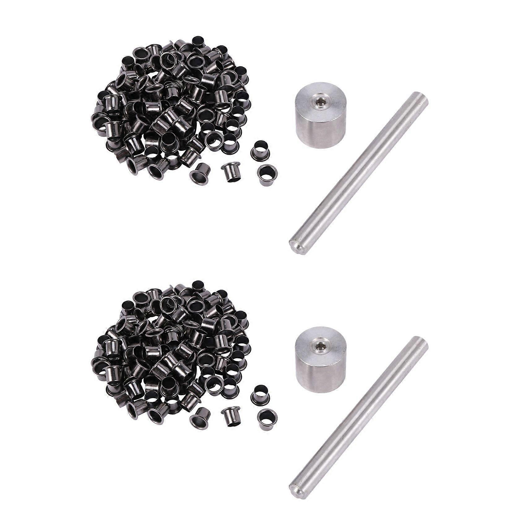 2Set Tools+200Pcs Rivets Nail Installation Tools with Silver Brass Nails