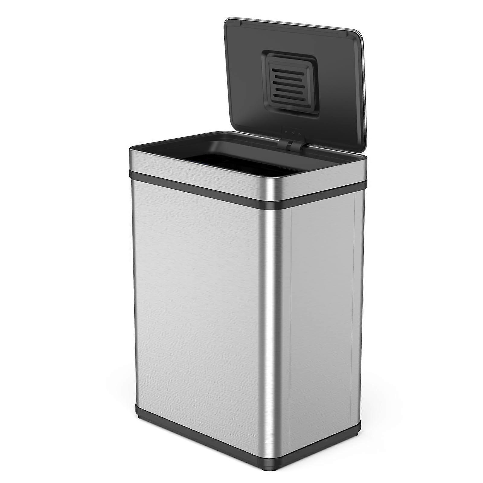 13 Gallon Automatic Trash Can with Lid, Stainless Steel Motion Sensor Garbage Bin for Kitchen