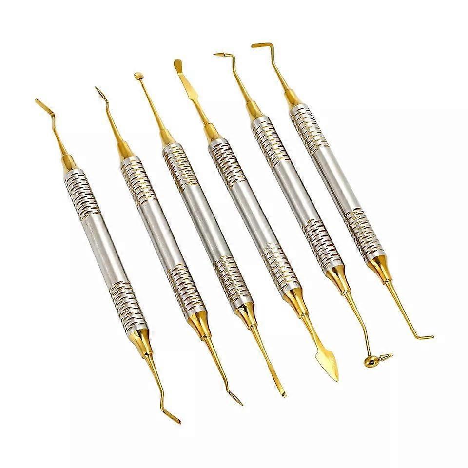 Dental Composite Filling Instruments Set, TitaniumCoated NonStick Tips, 6PC Professional Kit