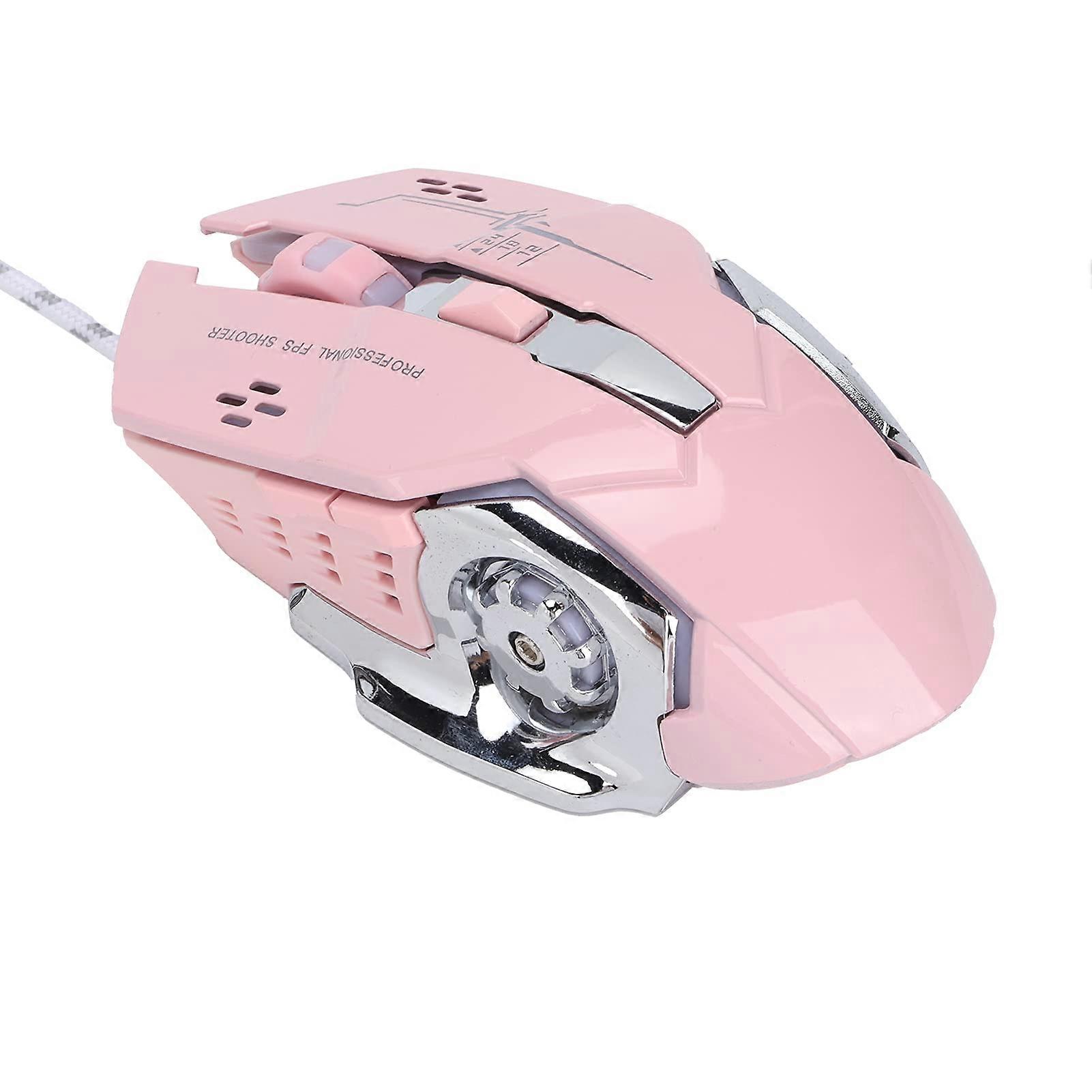 Pink Gaming Mouse 3200 DPI USB Wired Optical Mouse with Ergonomic Grip for PC Laptop