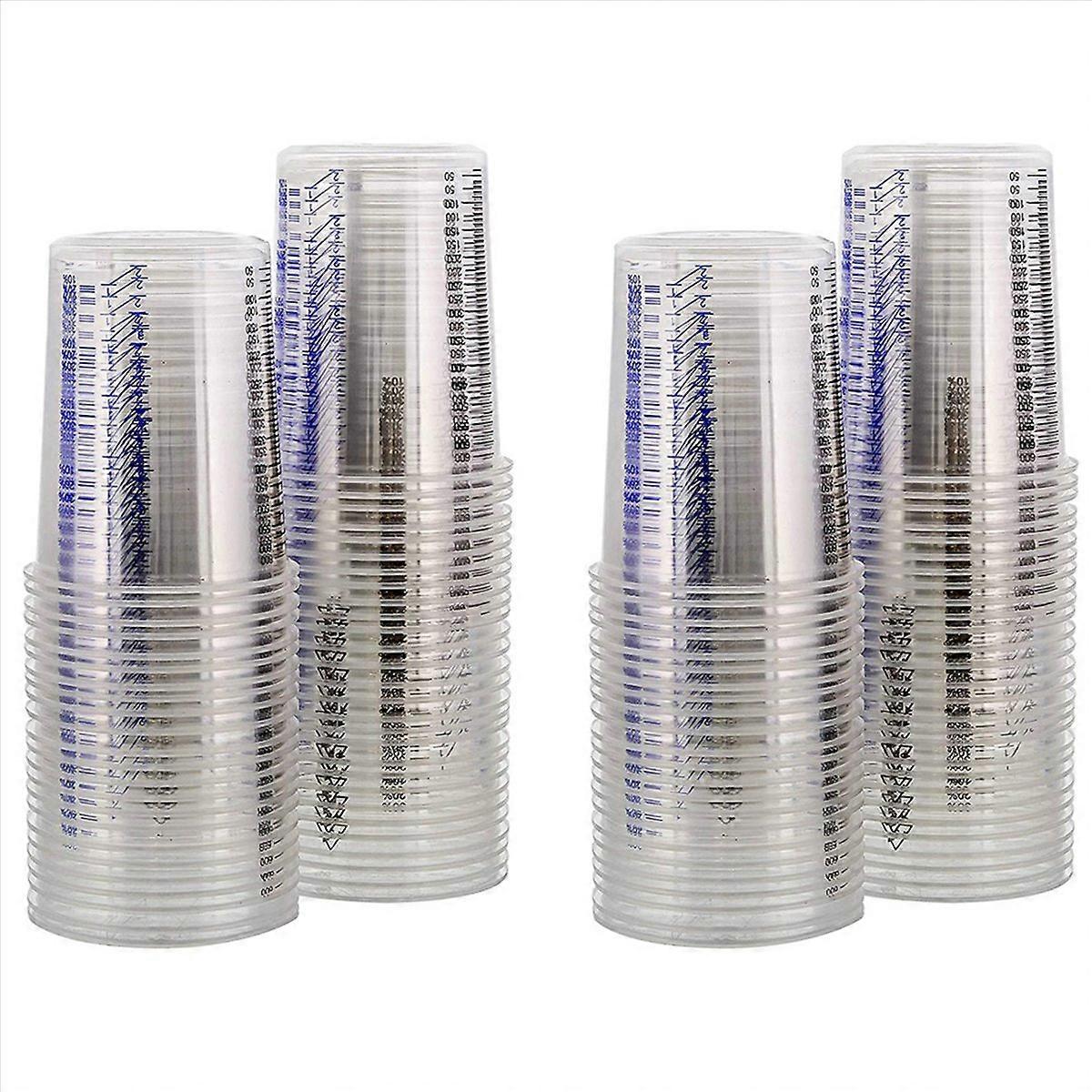20 Oz (600Ml) Disposable Flexible Clear Graduated Plastic Mixing Cups