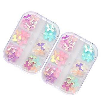 Maniküre DIY Deko Nagelschleifen-Accessoire 2 Schachteln Verschiedene Farben