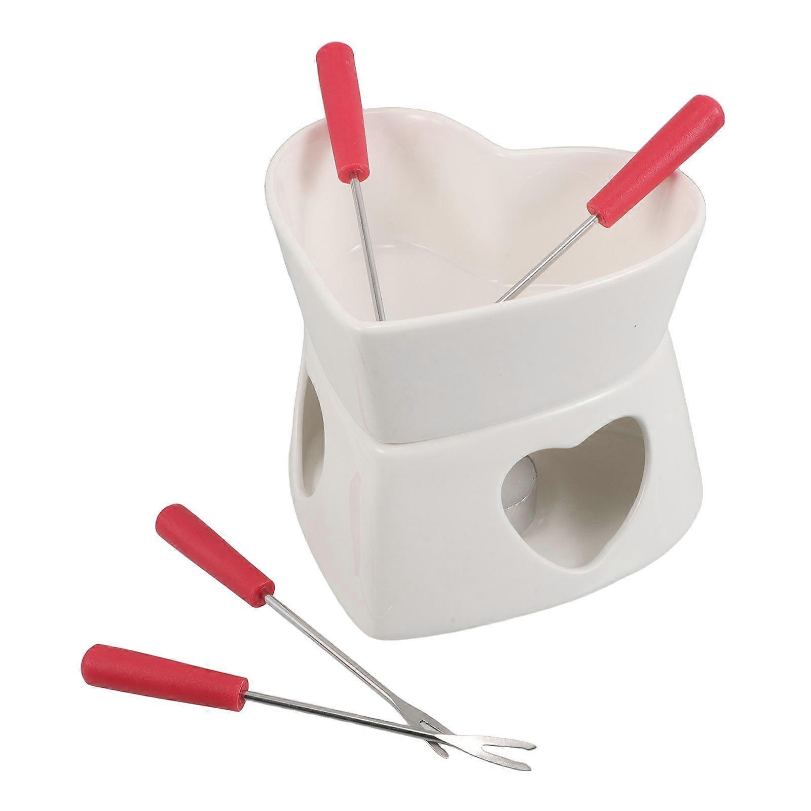 Creative Ceramic Hot Pot Butter Warmer for Chocolate Melting 1Set