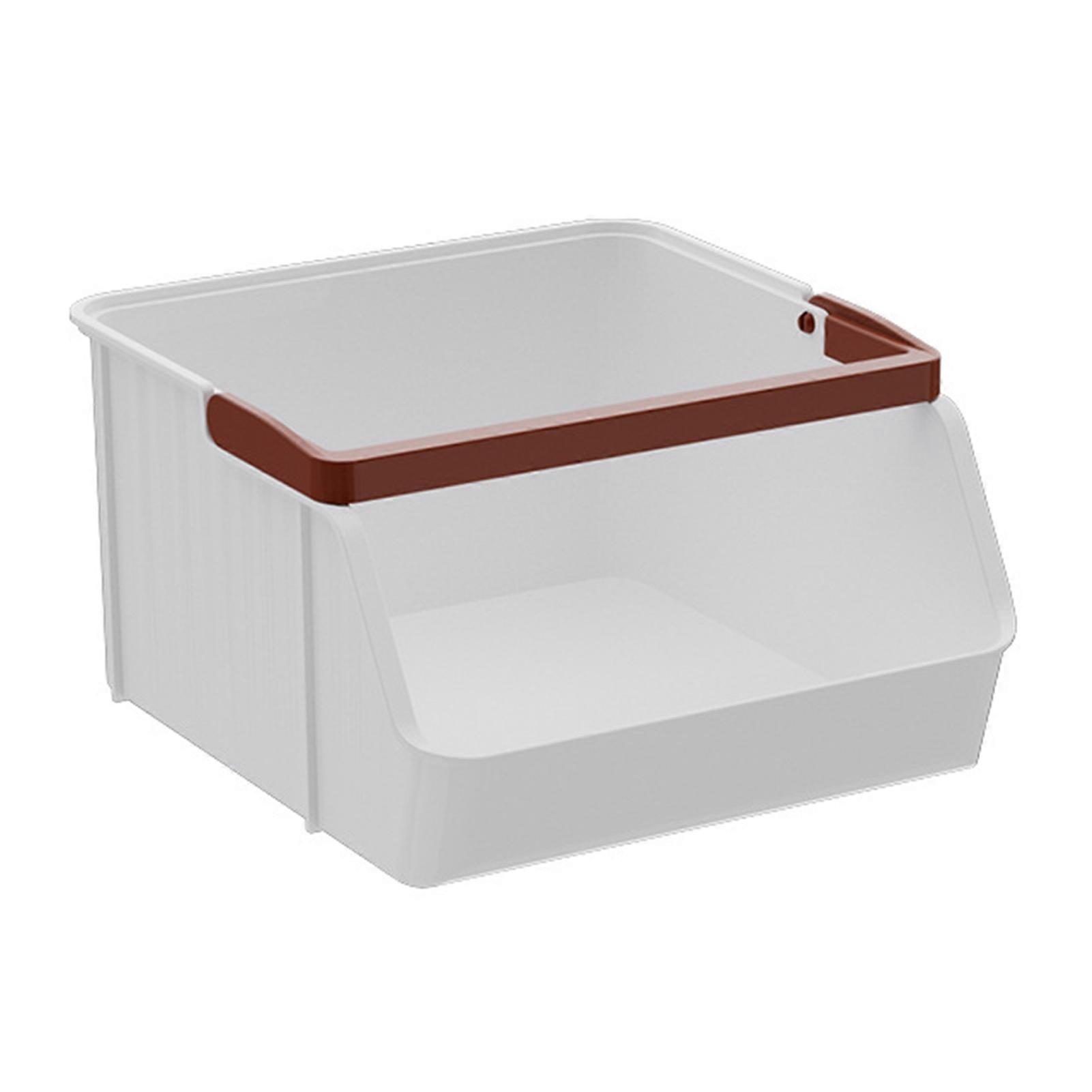 Desktop Storage Bin Plastic Storage Box with Handle Stackable Storage Organizer for Snacks