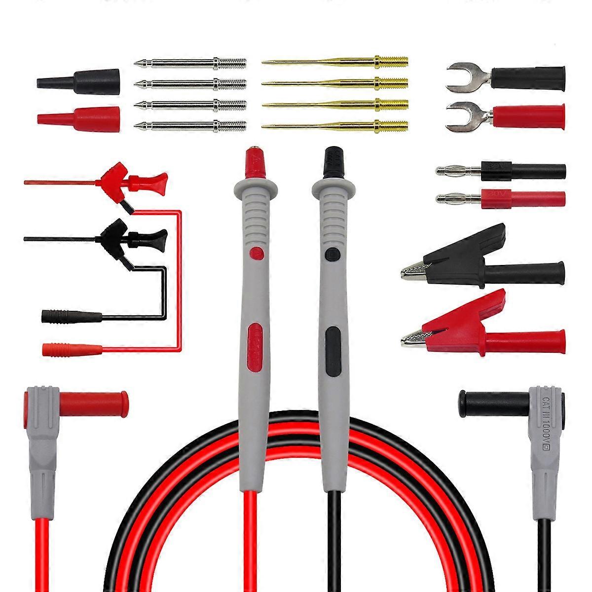 Replaceable Multimeter Probe Test Lead 48Pcs Kit Ideal For Laboratory And Field Testing With Rubber Surfaces