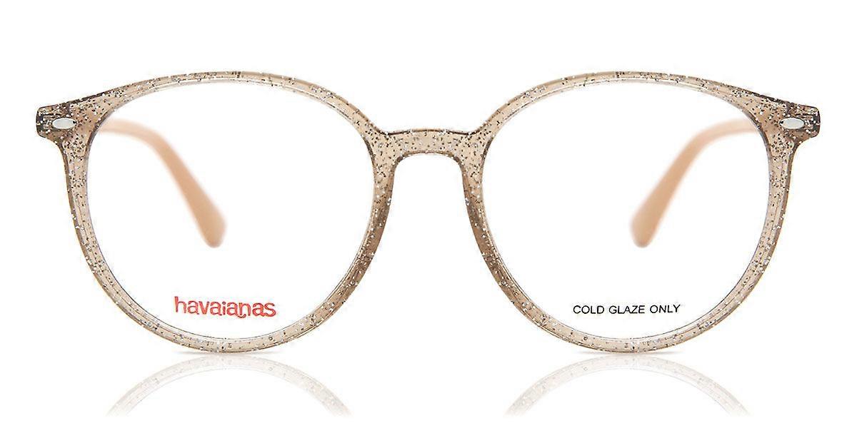 Havaianas OLINDA/V SQG Full Rim Transparent Glitter Beige Brown Women Oval Eyeglasses Original