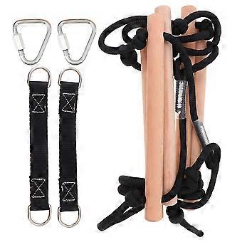 Swing Rope Ladder Kids Climbing Plaything 2Pcs Wooden Ladder