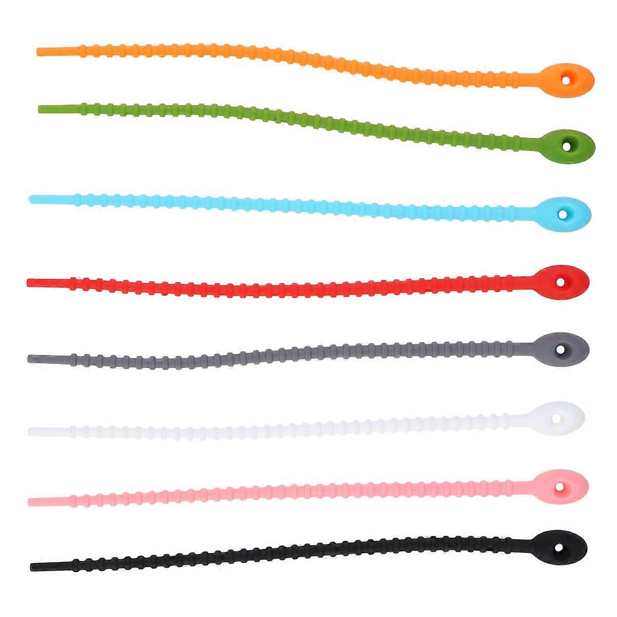 Self-Locking Silicone Cable Ties for Fixing Use 10Pcs Assorted Color