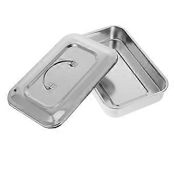 Sterilization Box Stainless Steel Silver Tray with Lid for Manicure