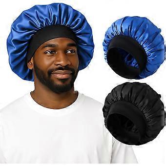 2er-Pack Seidensatin-Schlafhauben für Herren, weiche, leichte Nachtmützen zum Schutz von Dreadlocks, Flechtfrisuren und lockigem Haar