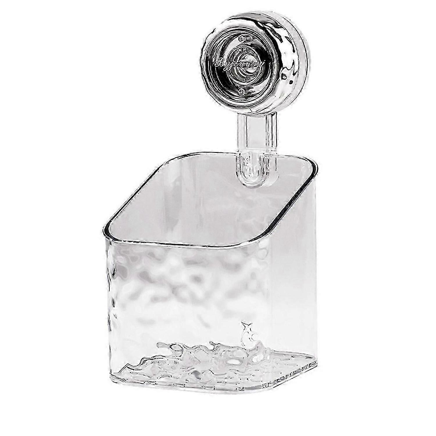 1PC Rotating Suction Cup Storage Rack Storage Box Transparent-Gray,S