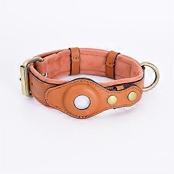 Dog Collar Compatible With  Leather Dog Collar With  Holderbrown-Coffee - S