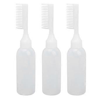 3-Pack PE Squeeze Root Comb Applicator Bottles with Clear Scale for Hair Dyeing, White