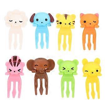 8 Pz Bambini Forchette Di Frutta Plastica Cibo Picks Forchette Cartone Animato Bento Frutta per La Casa (Stile Misto)