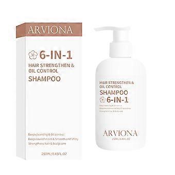 6-In-1 Oil Control Hair Shampoo 250ml, Gentle Scalp Cleansing Shampoo to Nourish Strengthen Hair, Smoothing Frizz Boost Shine Daily Hair Wash for All 