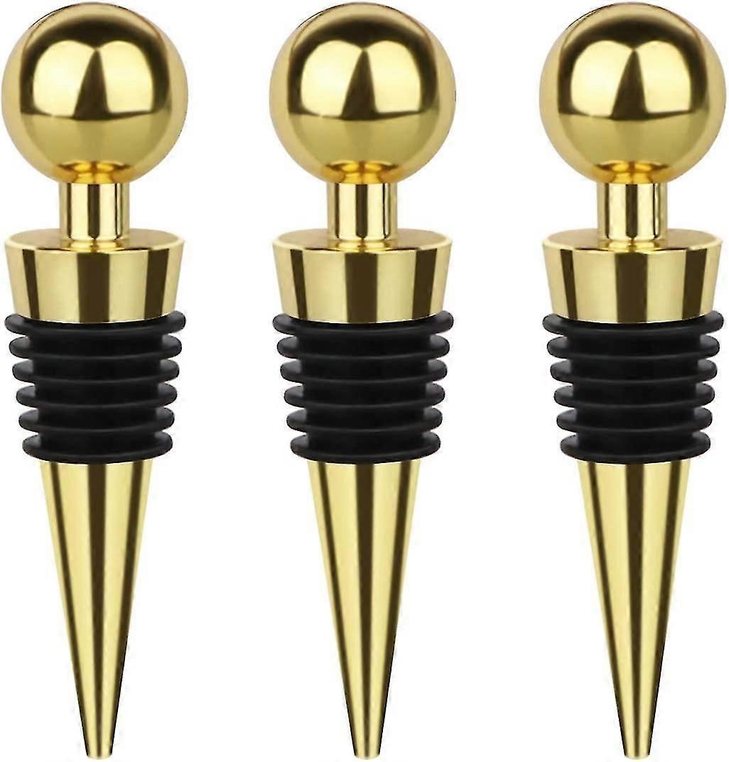 3 Pack Wine Corks,plastic Wine Corks,reusable Wine Corks (gold)