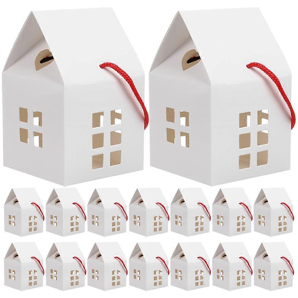 24pcs Hollowed House Present Cases Handheld Paper Boxes  Multi-function Candy Boxes