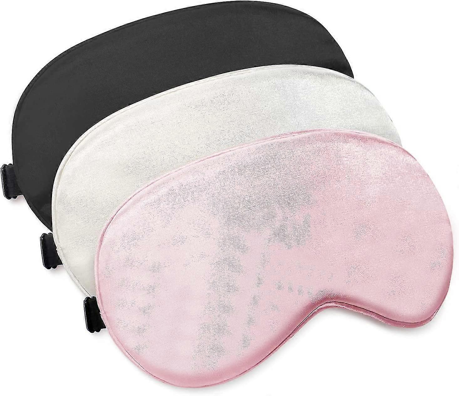 3 Pack Sleep Mask, With Adjustable Strap (black+gray+pink)