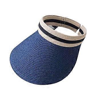 Stirnband-Sonnenschutzhut – Offener Strohhut mit breiter Krempe und Pferdeschwanz-Design für den Sommerstrand