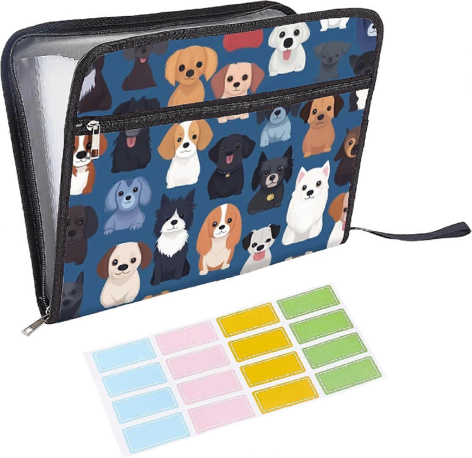 Plastic File Folders with Polyester Label Sheet Document Organizer Rectangle Dog 560x365mm