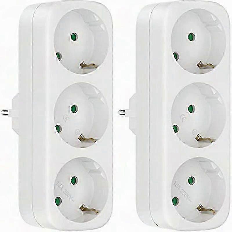 Multi Socket Without Cable 250V 16A EU Plug Adapter 2 Pack compatible with Home Office Travel