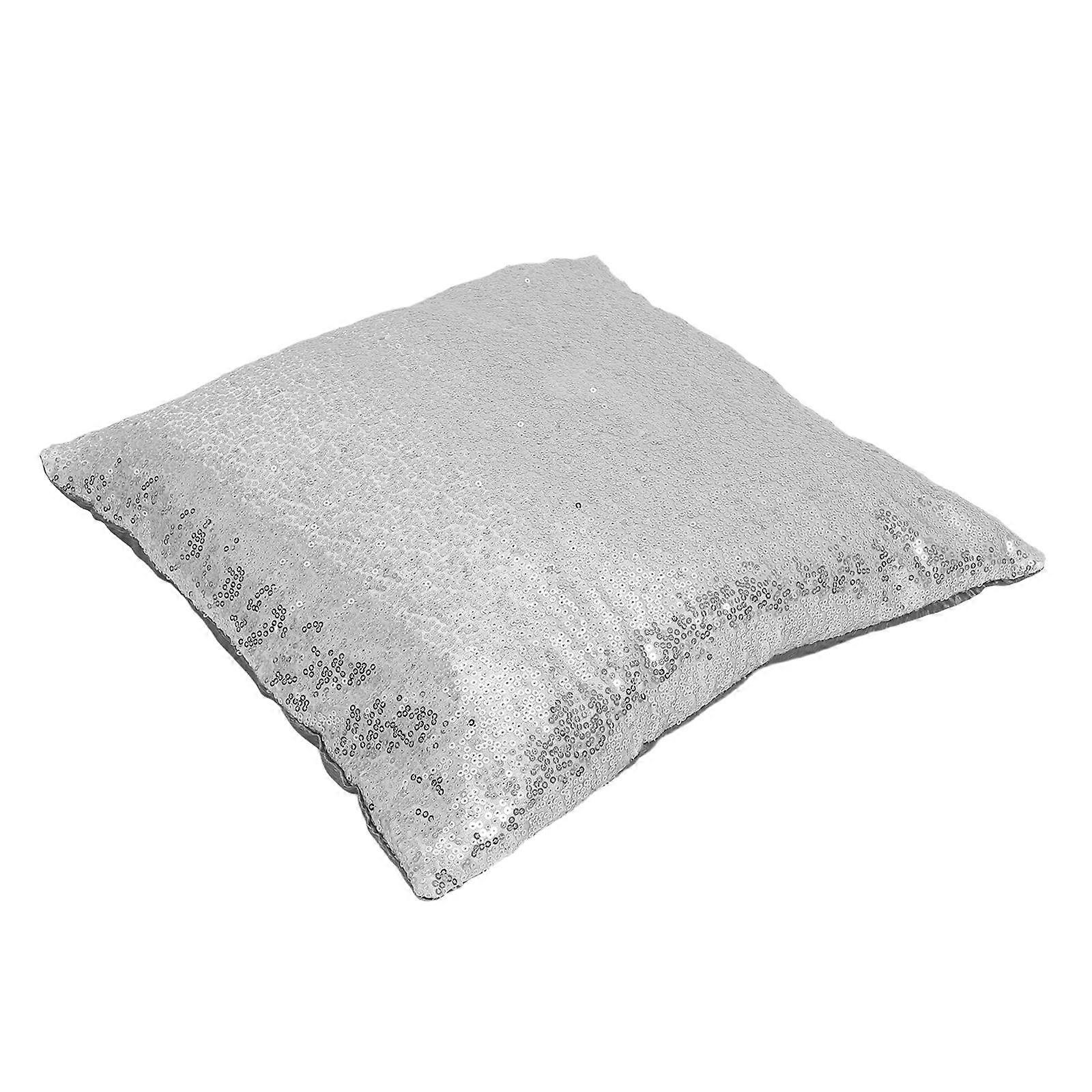 Silver Glitter Throw Pillow Case for Sofa Cushion 2Pcs Covers