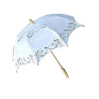 Lace Umbrella Bridal Stage Show for Wedding Photo Props 2Pcs White Parasol