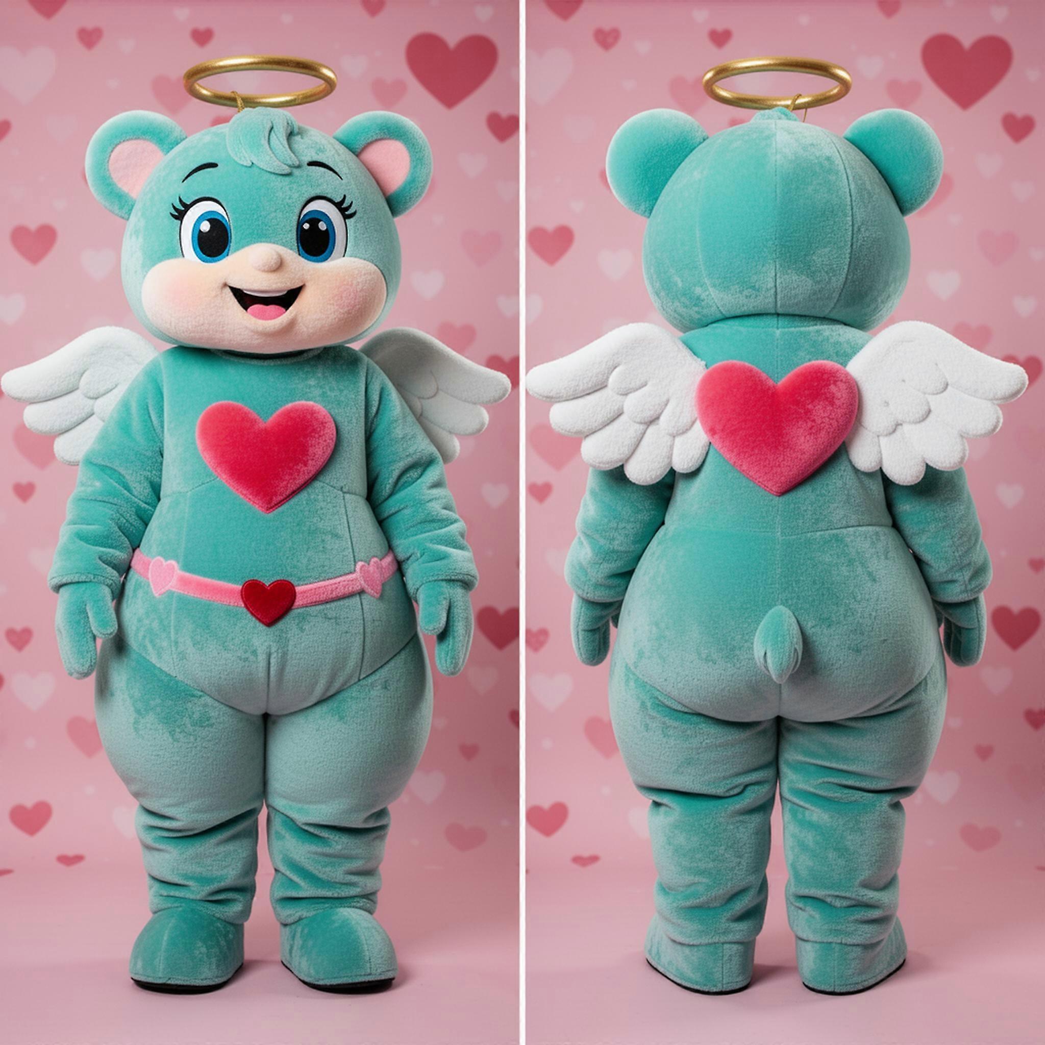 MASTICOT Teal Cartoon Cupid Mascot