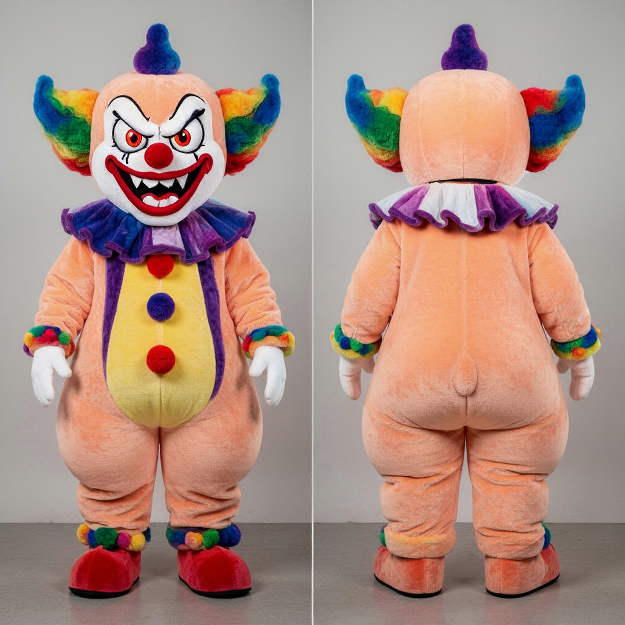 MASTICOT Peach Vibrant Menacing Evil Clown Mascot