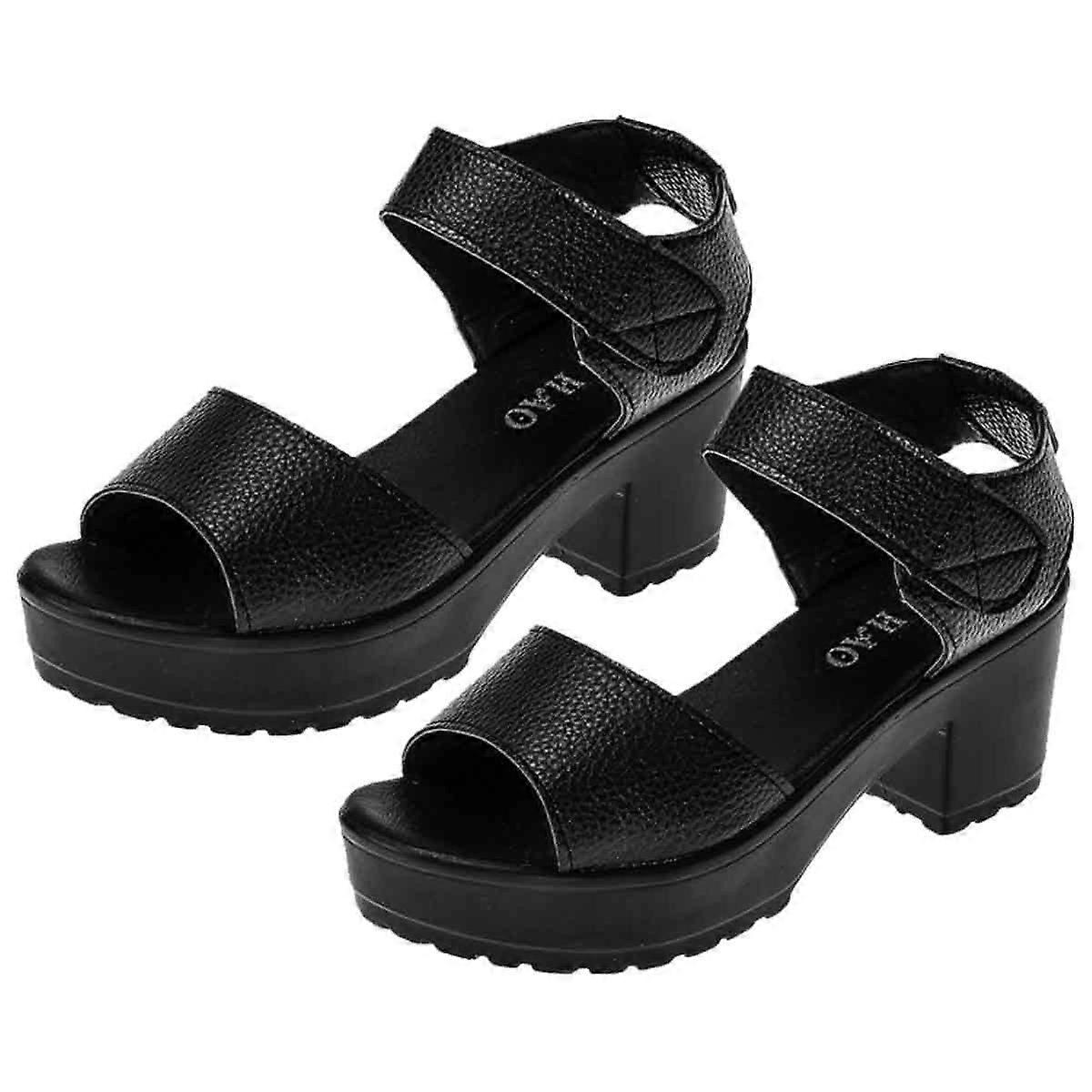 Chunky-Heel Waterproof Platform Sandals for Beach Trips