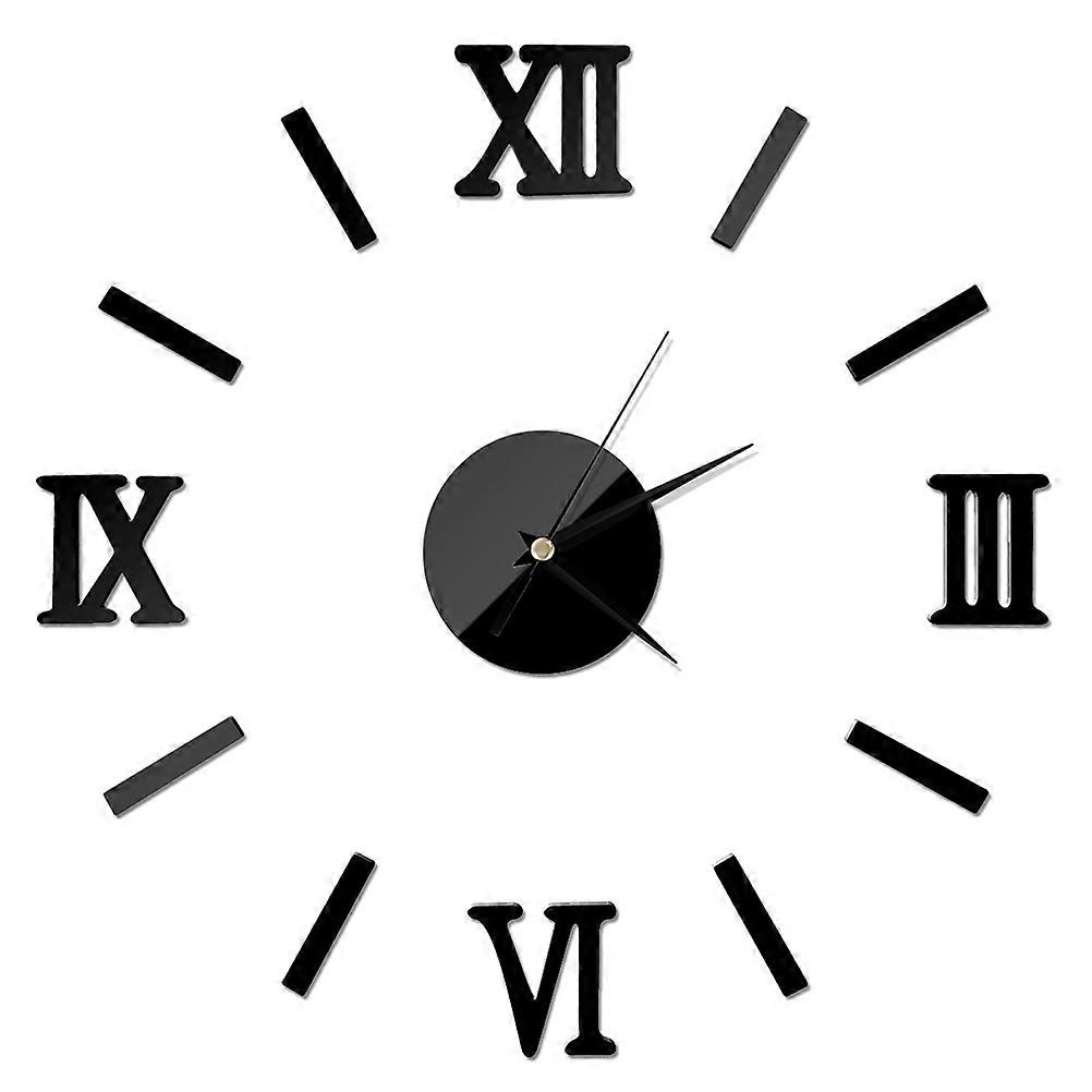 Frameless Wall Clock 3D Mirror Surface Effect for Time Keeping 3Pcs Black