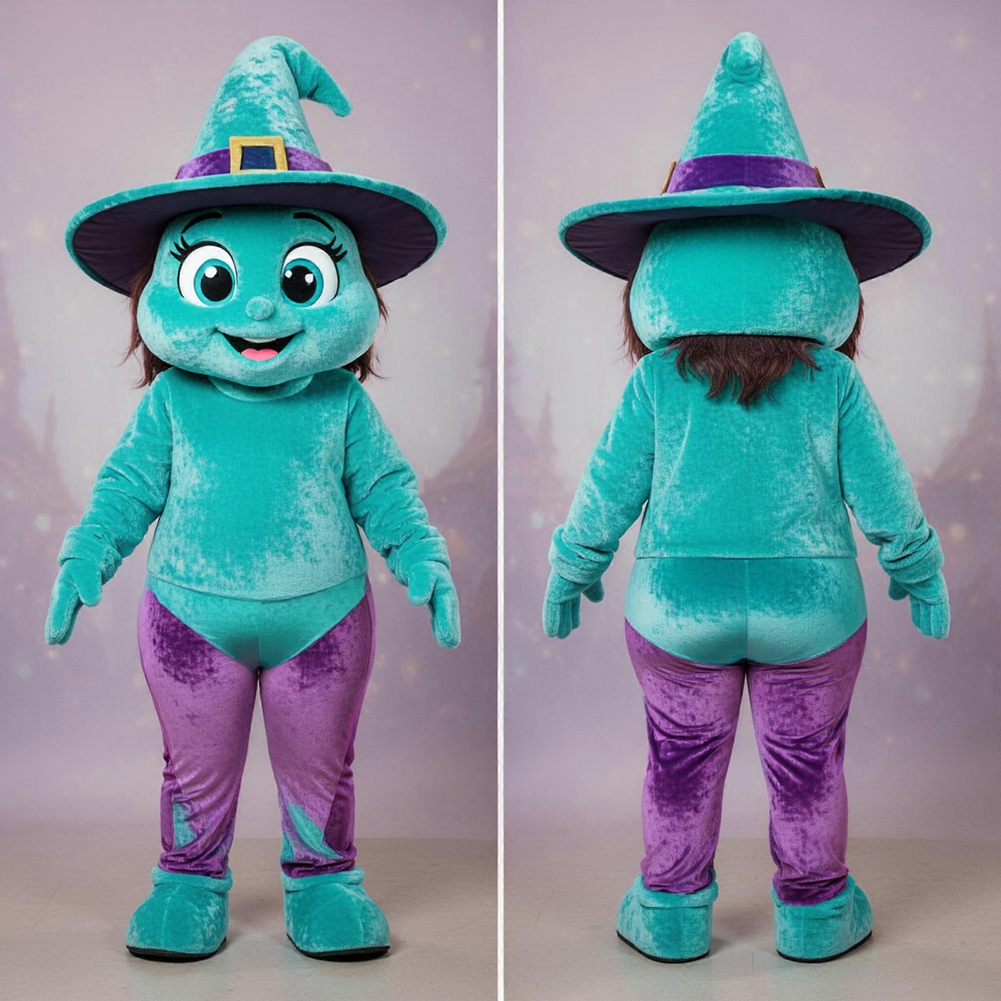 MASTICOT Turquoise Playful Witch Mascot