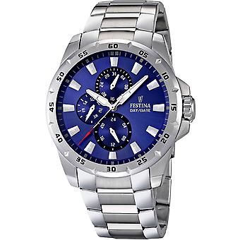 Feest kwarts analoge man horloge met F16662/4 roestvrijstalen armband